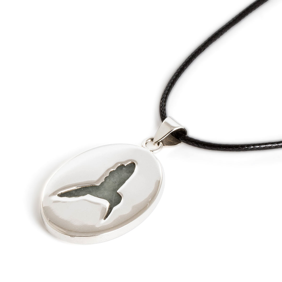 Oval Sterling Silver and Jade Hummingbird Pendant Necklace - Spirited Harmony