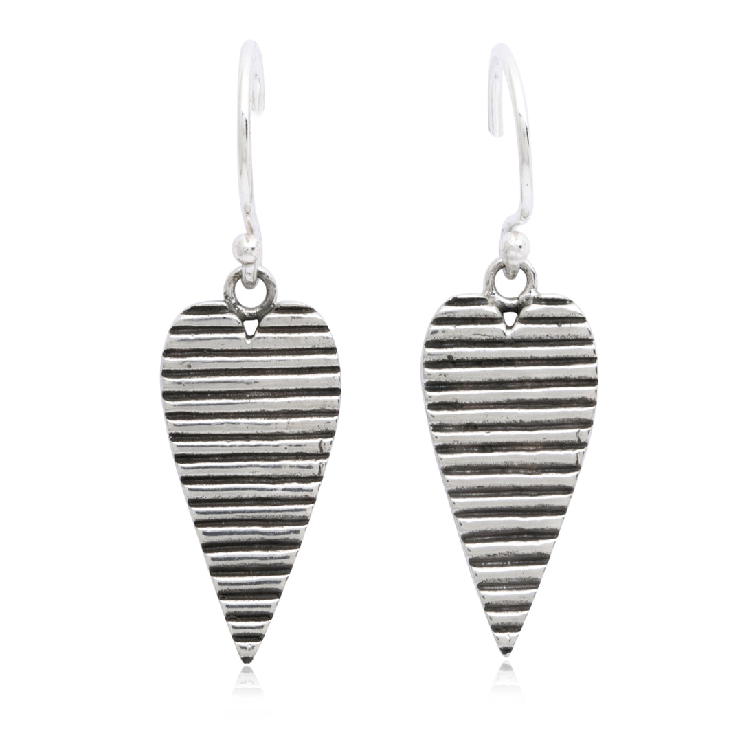 Semi-Abstract Heart-Shaped Sterling Silver Dangle Earrings - Big Passion