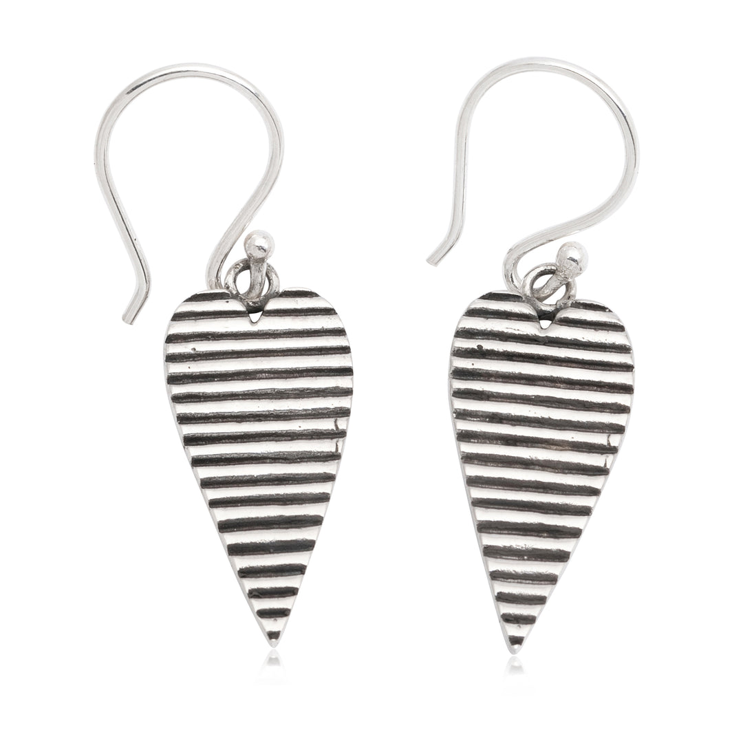 Semi-Abstract Heart-Shaped Sterling Silver Dangle Earrings - Big Passion