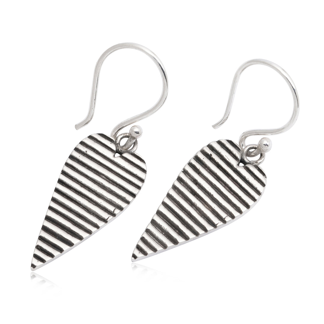 Semi-Abstract Heart-Shaped Sterling Silver Dangle Earrings - Big Passion