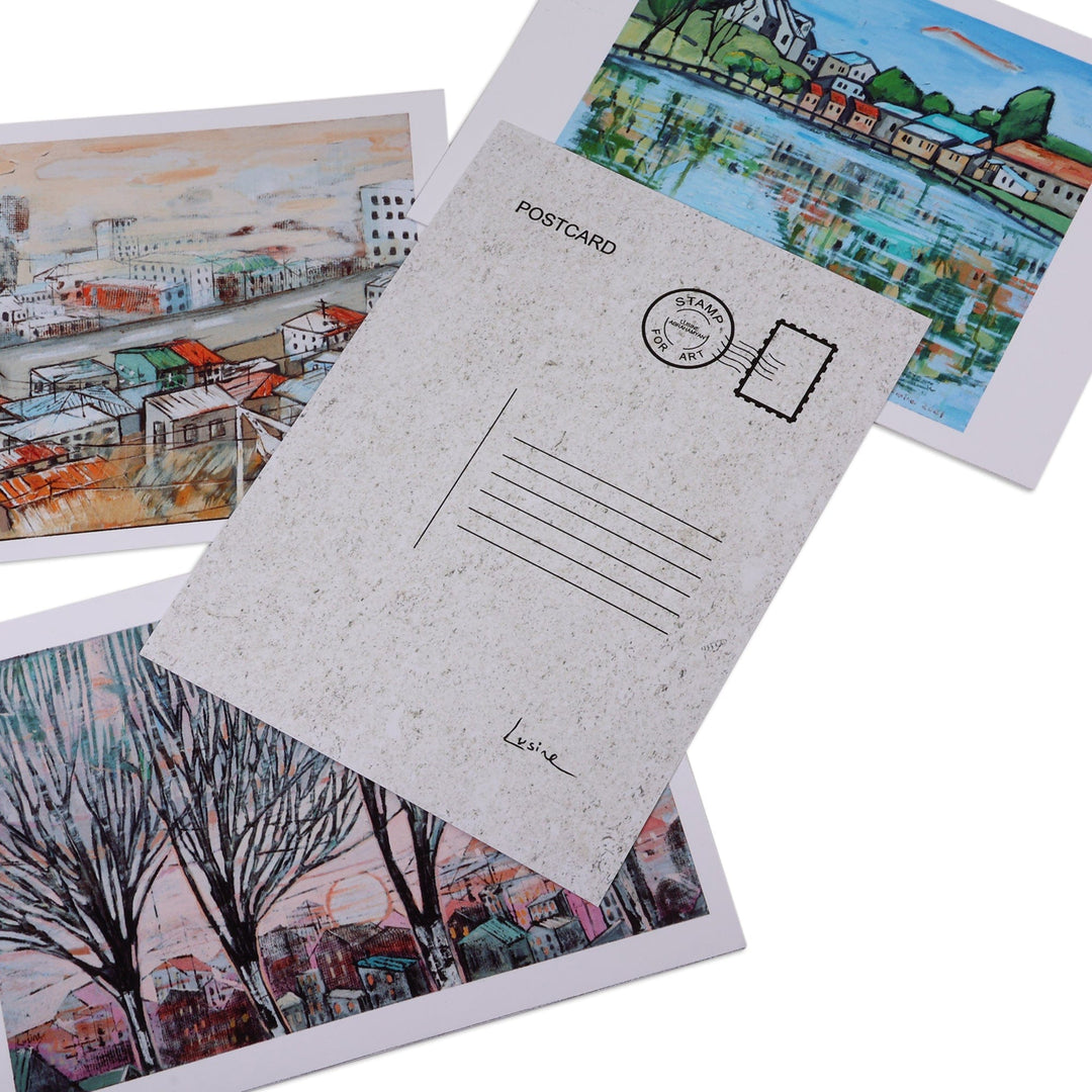 Cityscape-Themed 4-Piece Print Paper Photograph Postcard Set - City Memories