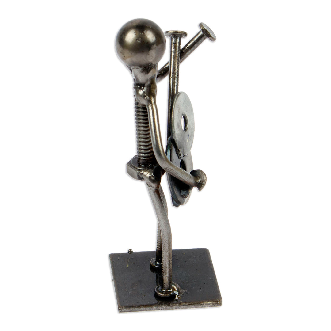 Eco-Friendly Recycled Metal Guitar Player Figurine - Guitar Star