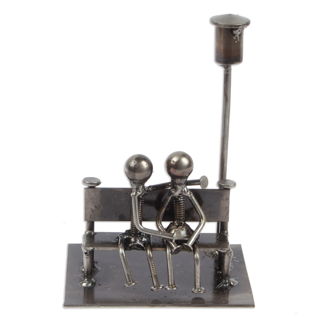 Lovers on a Bench Eco-Friendly Recycled Metal Figurine - Lovers Bench