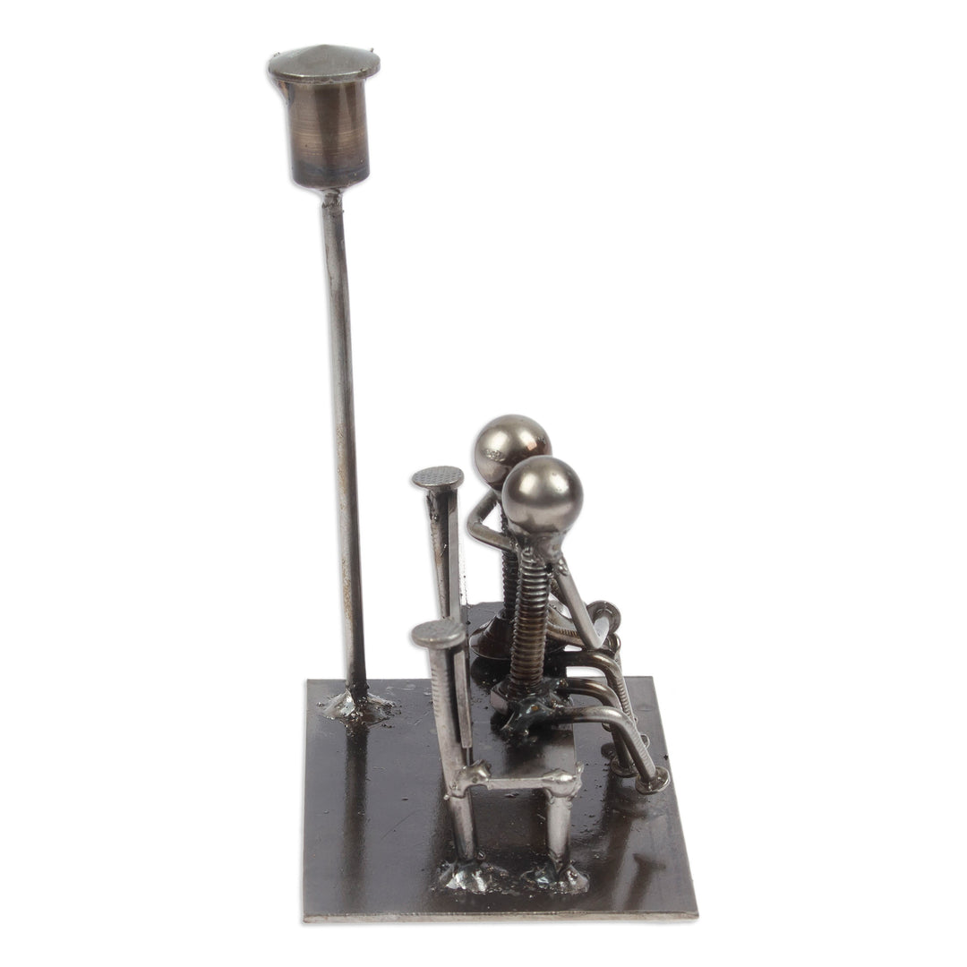 Lovers on a Bench Eco-Friendly Recycled Metal Figurine - Lovers Bench
