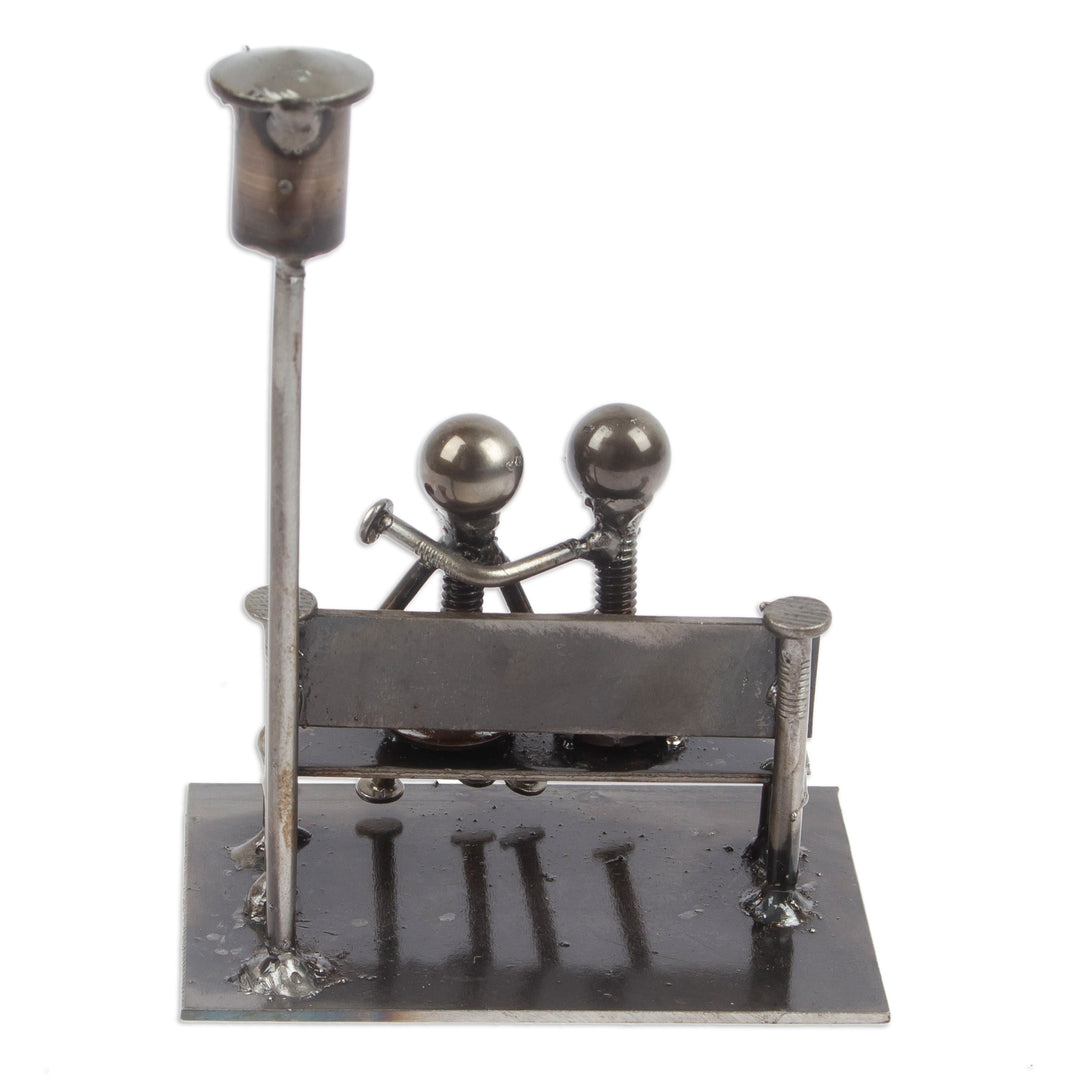 Lovers on a Bench Eco-Friendly Recycled Metal Figurine - Lovers Bench