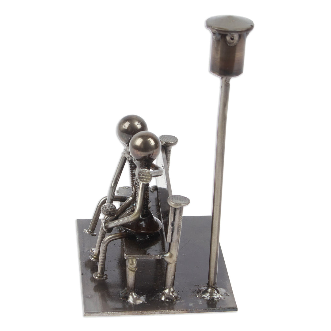 Lovers on a Bench Eco-Friendly Recycled Metal Figurine - Lovers Bench