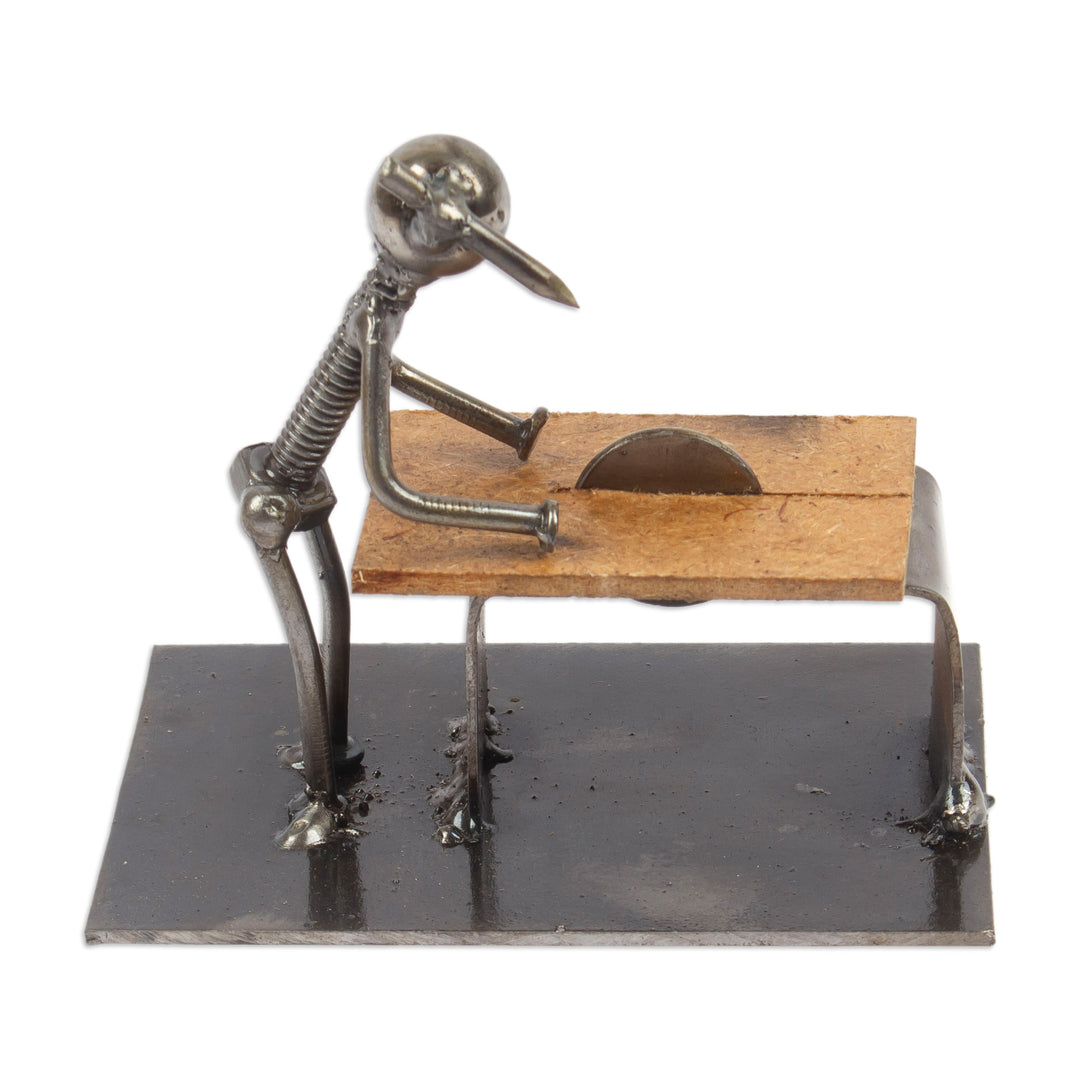 Carpenter at Work Recycled Metal Figurine from Mexico - Handy Carpenter