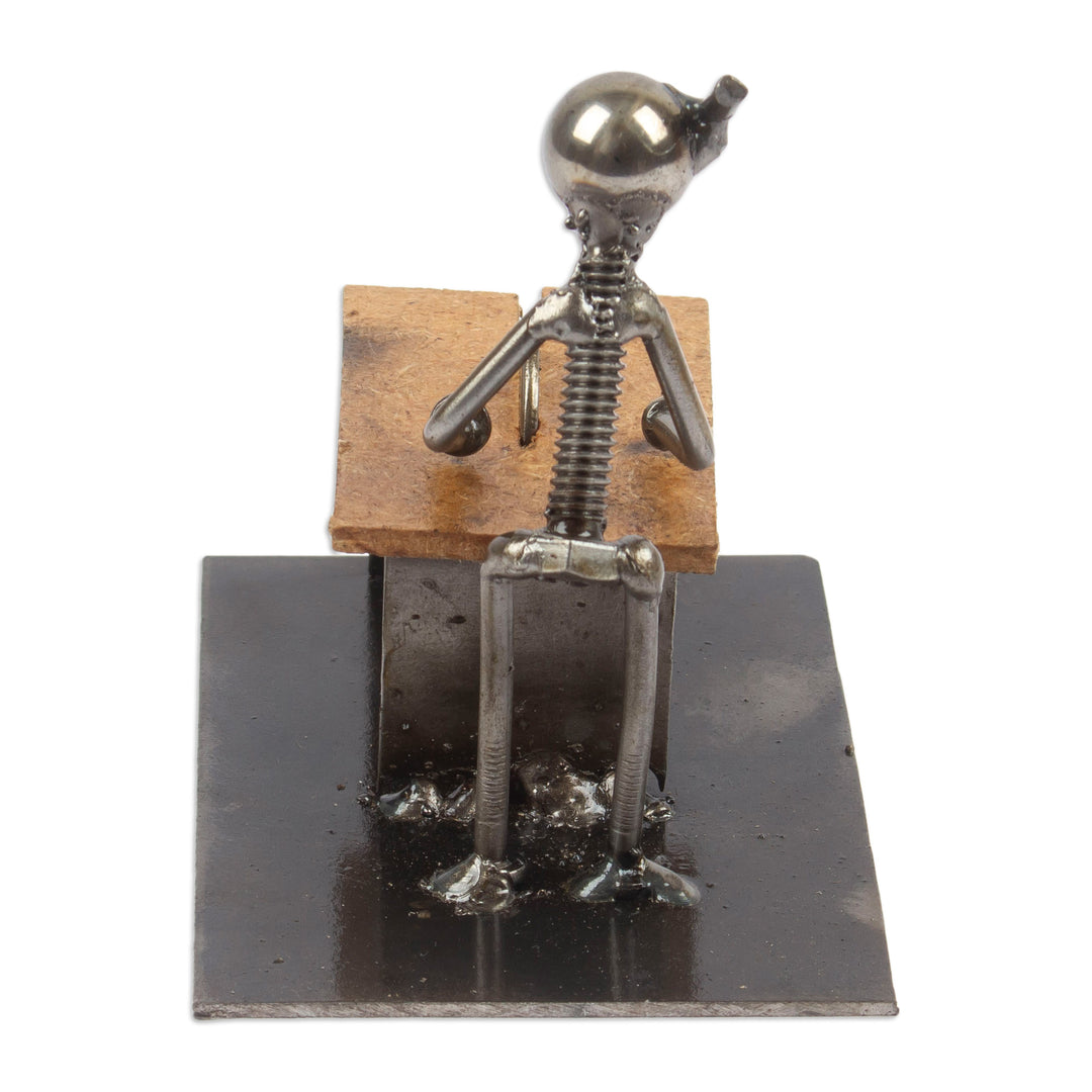 Carpenter at Work Recycled Metal Figurine from Mexico - Handy Carpenter