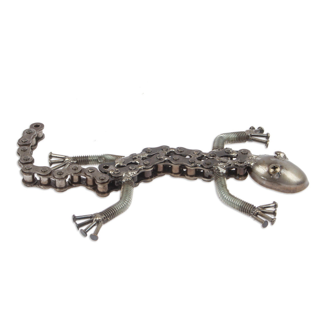 Playful Lizard Themed Eco-Friendly Recycled Metal Figurine - Playful Lizard