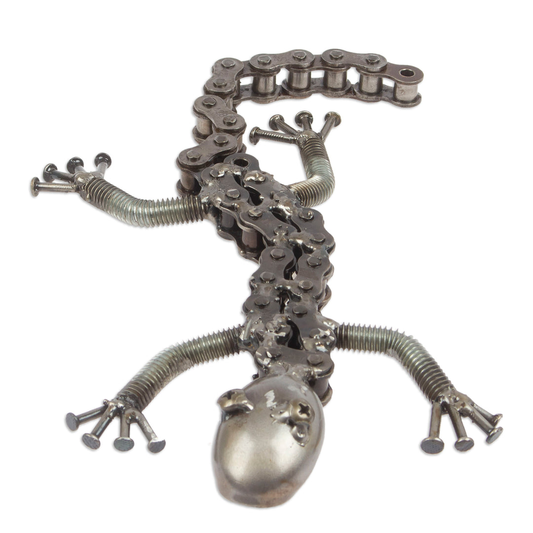 Playful Lizard Themed Eco-Friendly Recycled Metal Figurine - Playful Lizard