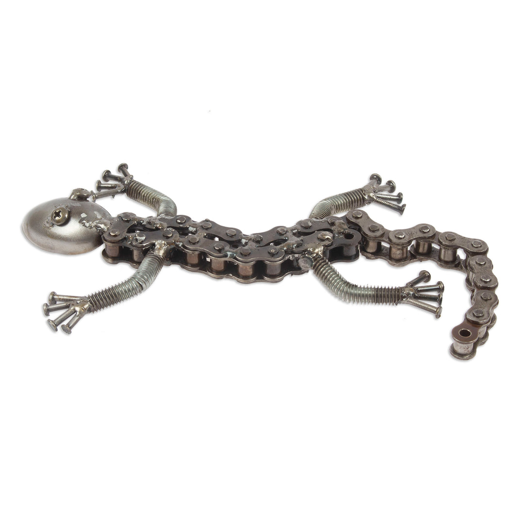 Playful Lizard Themed Eco-Friendly Recycled Metal Figurine - Playful Lizard