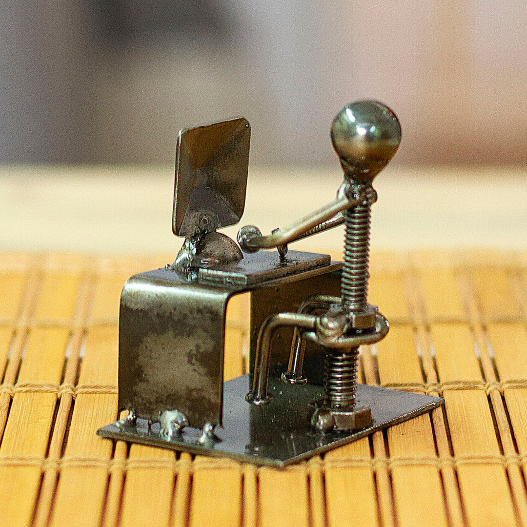 Man at Office Desk Eco-Friendly Recycled Metal Figurine - Busy at the Office