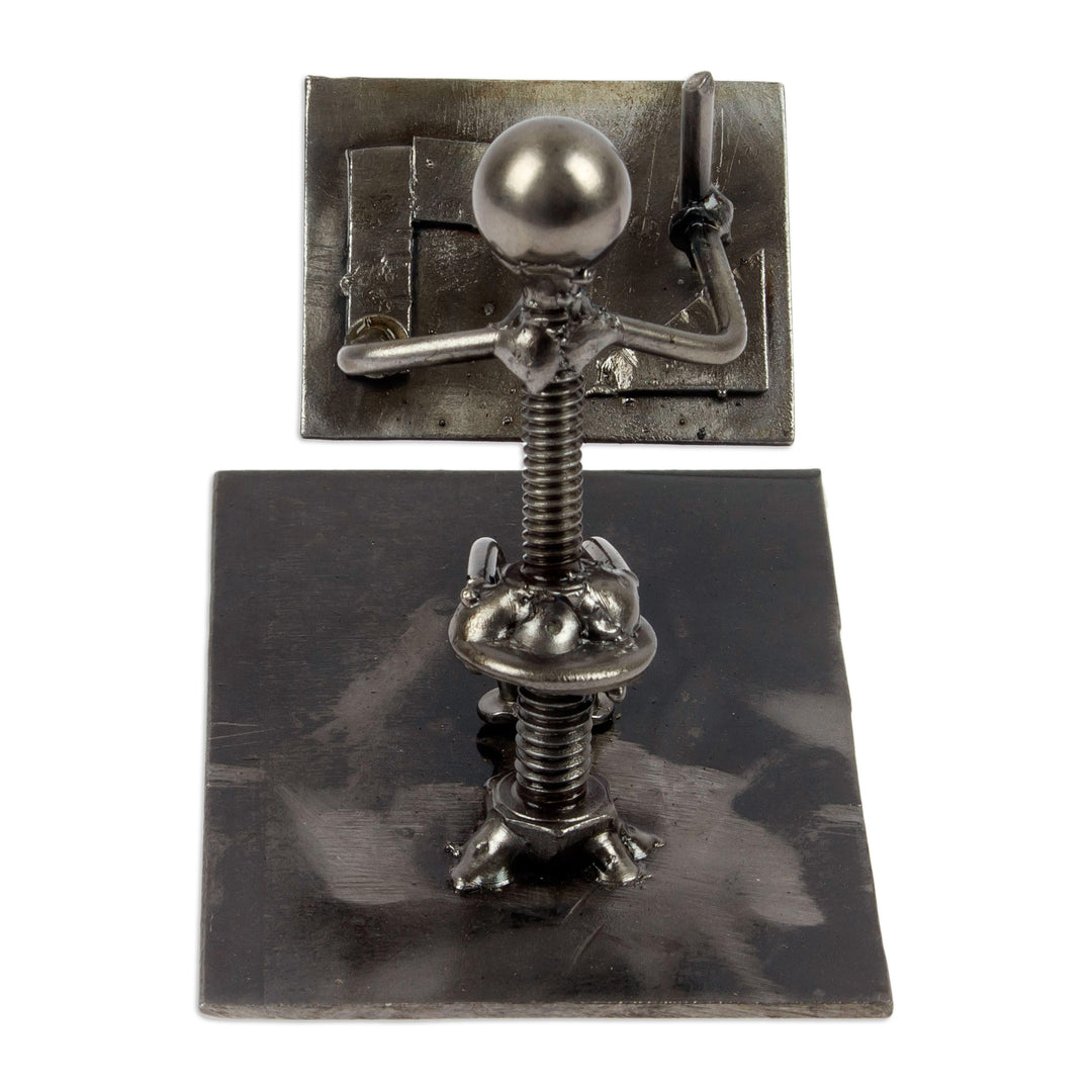 Recycled Metal Figurine of Architect Working on Plans - Architect at Work