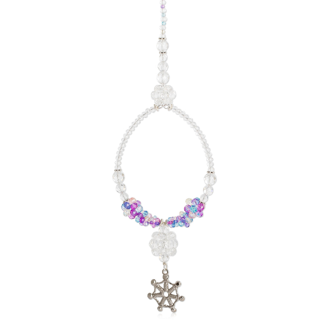 Handcrafted Worry Doll-Themed Pink Crystal Beaded Suncatcher - Enchanted Dolls