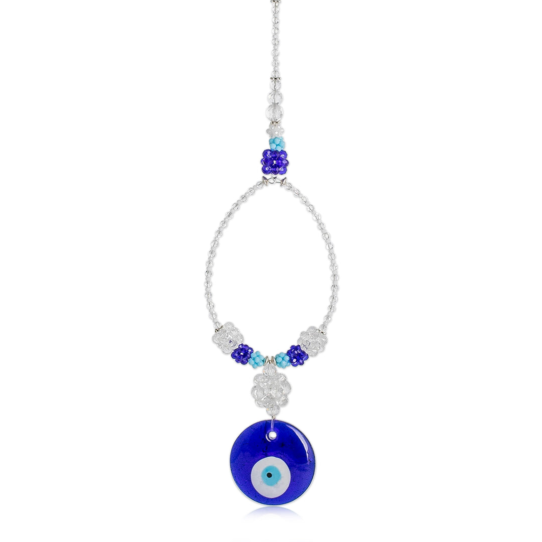 Classic Nazar-Themed Blue Crystal and Glass Bead Suncatcher - Cosmic Puissance