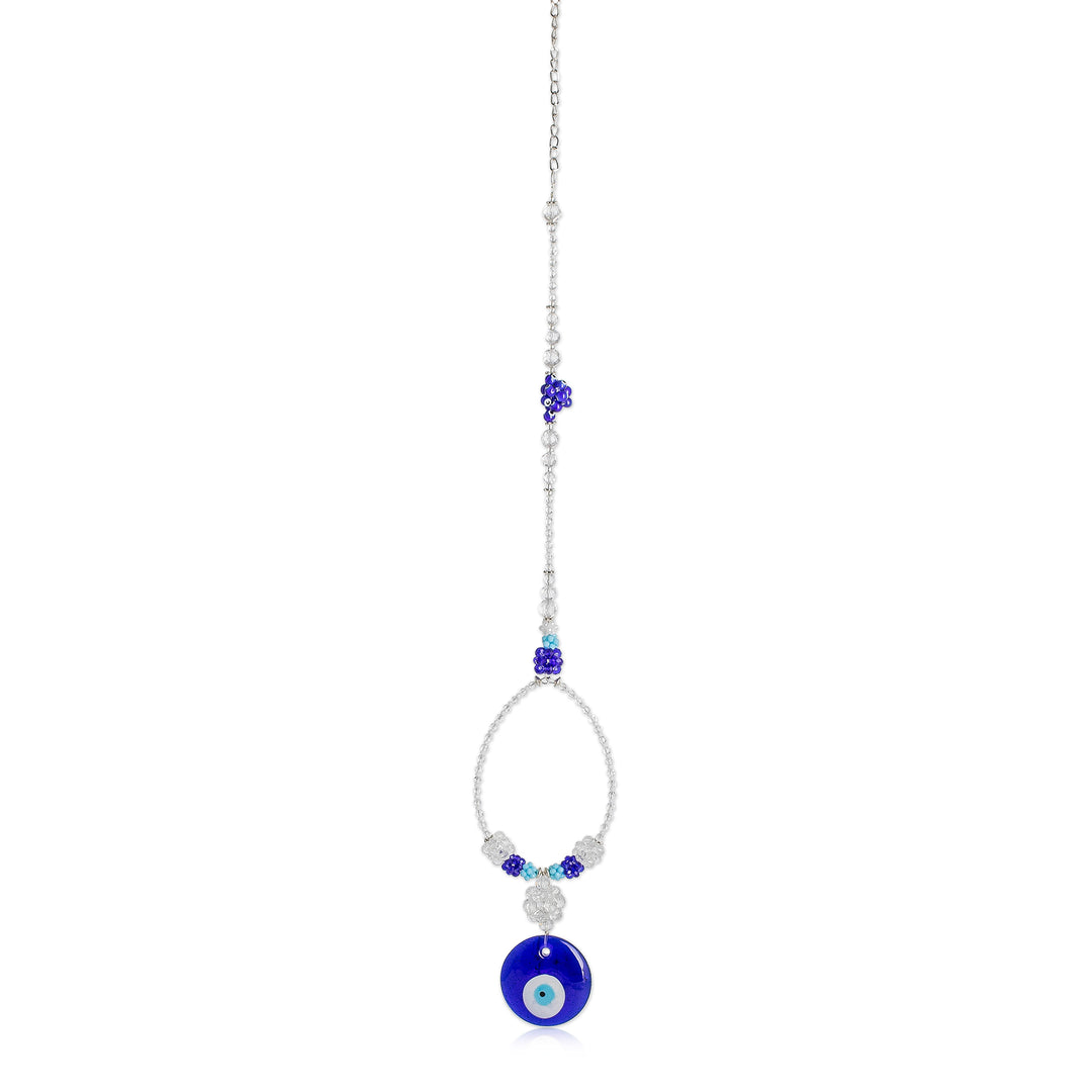 Classic Nazar-Themed Blue Crystal and Glass Bead Suncatcher - Cosmic Puissance