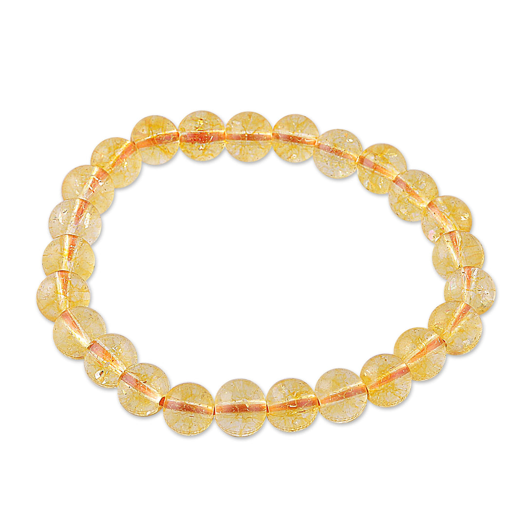 Inspirational Round Citrine Beaded Stretch Bracelet - Souls of Joy