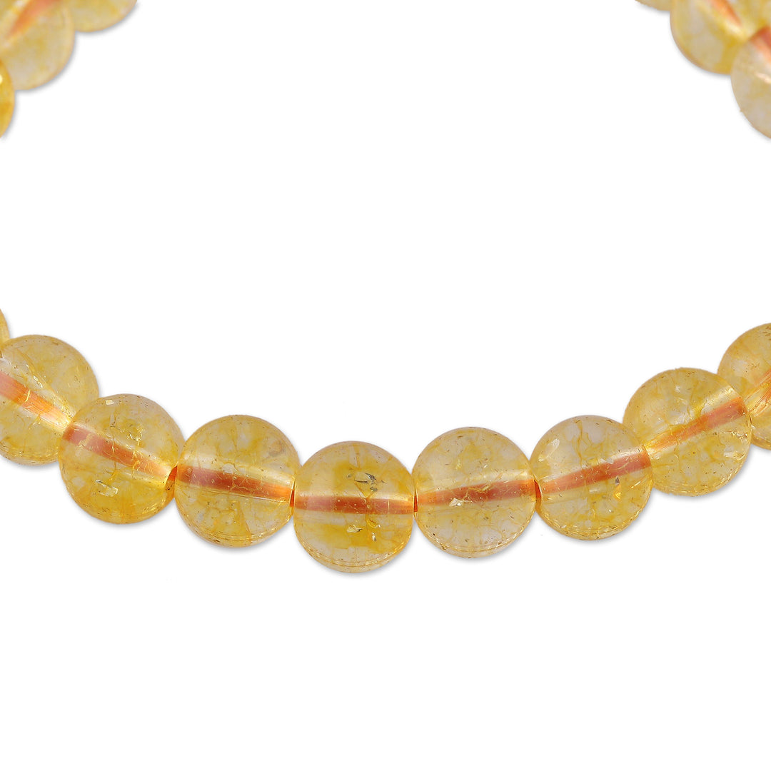 Inspirational Round Citrine Beaded Stretch Bracelet - Souls of Joy