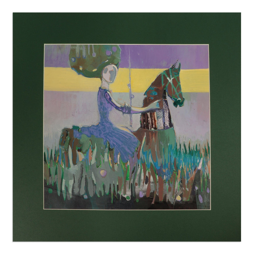 Abstract Mixed Media on Paper Painting of Woman and Horse - Phantom
