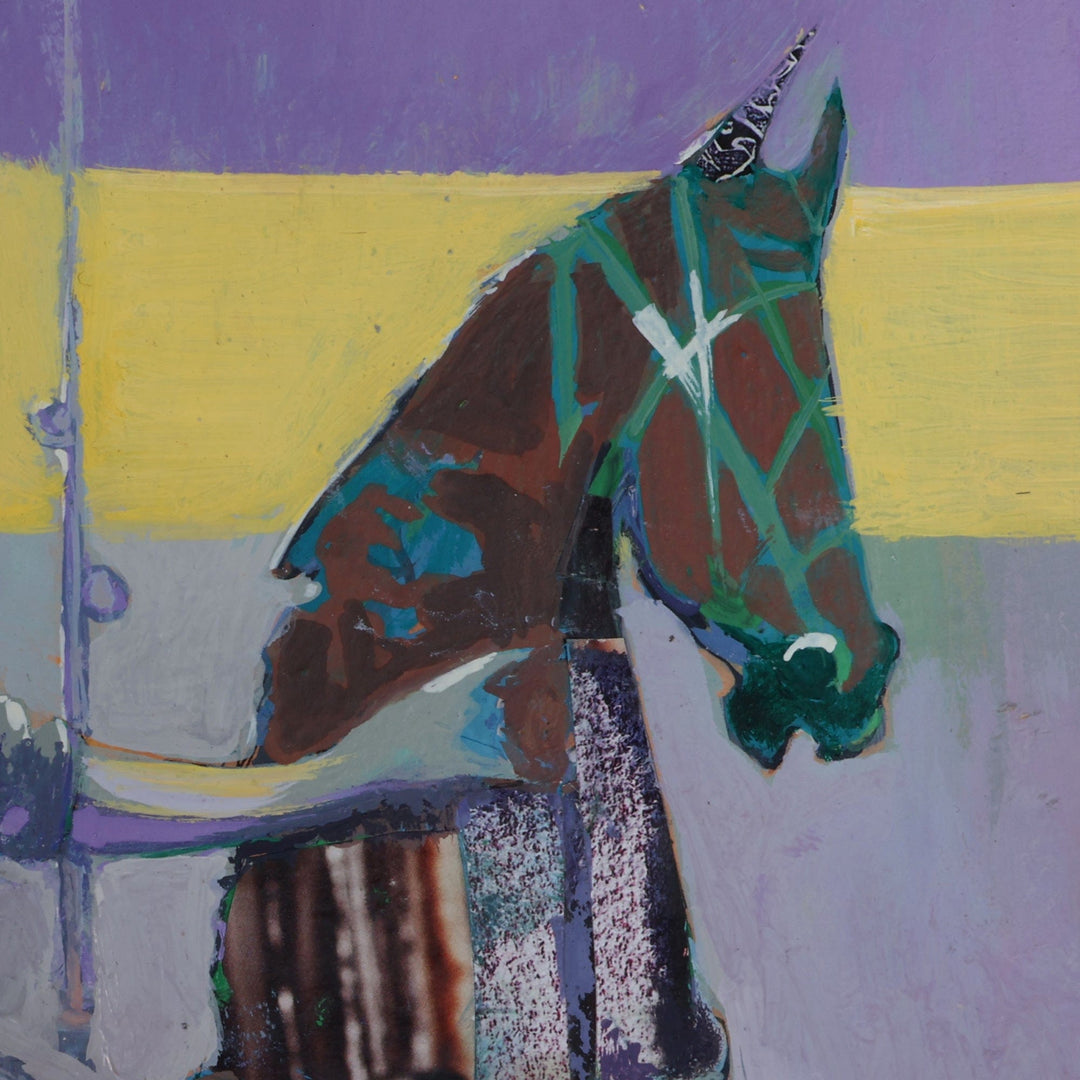 Abstract Mixed Media on Paper Painting of Woman and Horse - Phantom