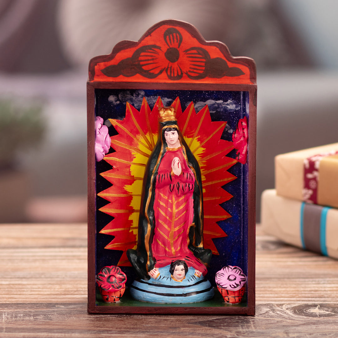 Religious Hand-Painted Wood Virgin of Guadalupe Retablo - Hope in Guadalupe