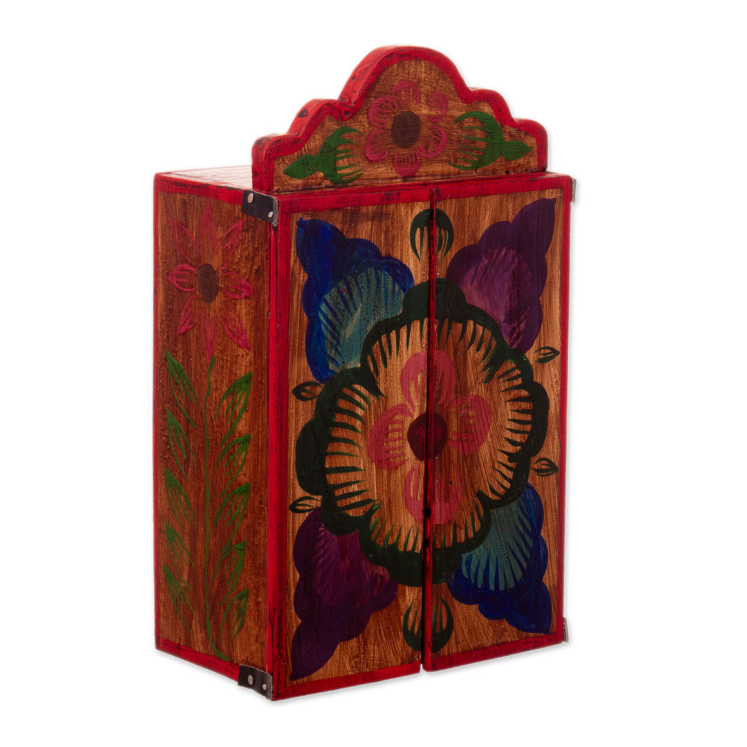 Hand-Painted Wood and Ceramic Saint Rose of Lima Retablo - Saint Rose