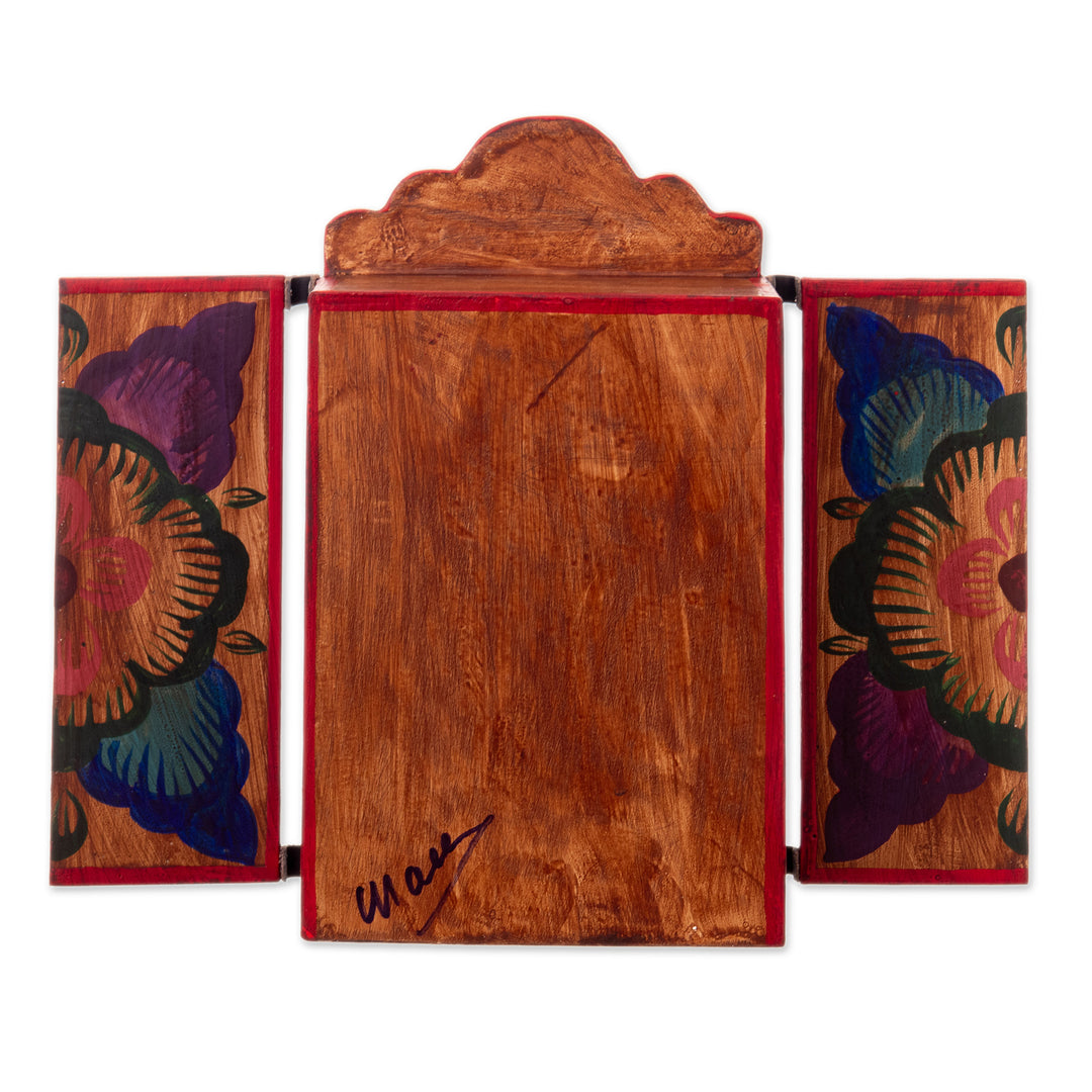 Hand-Painted Wood and Ceramic Saint Rose of Lima Retablo - Saint Rose