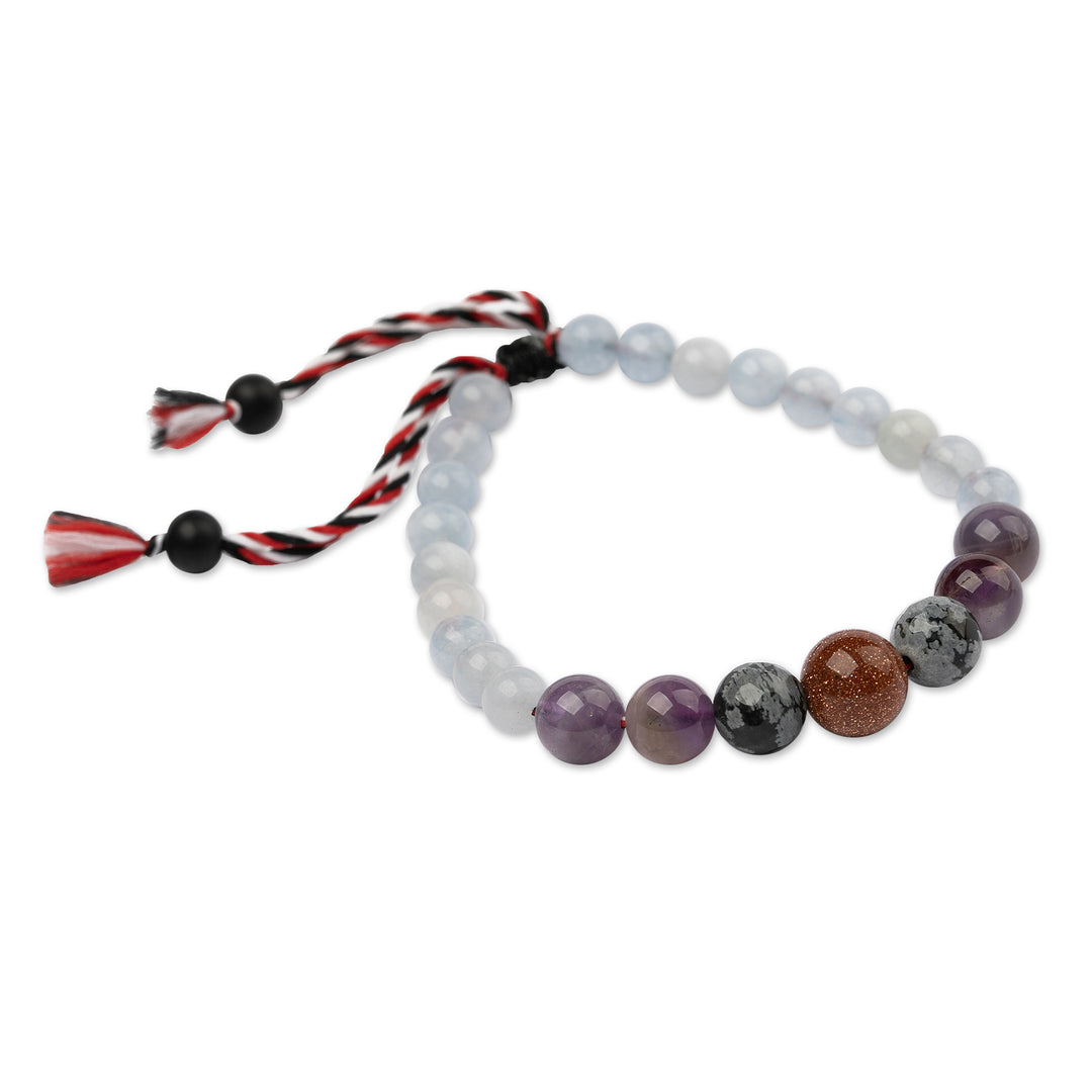 Men's Multi-Gemstone Tridatu Yoga Pendant Bracelet - Tridatu Happiness