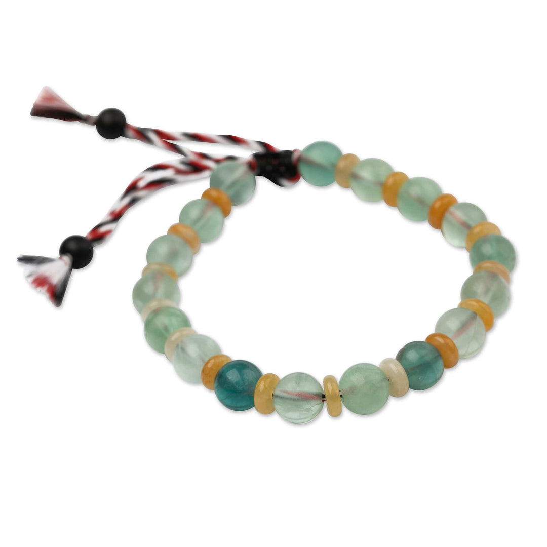 Adjustable Yoga Tridatu Fluorite Onyx Beaded Men's Bracelet - Tridatu Tranquility