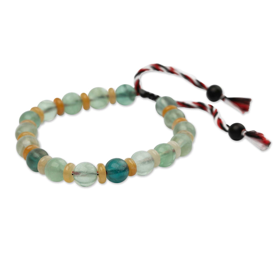 Adjustable Yoga Tridatu Fluorite Onyx Beaded Men's Bracelet - Tridatu Tranquility