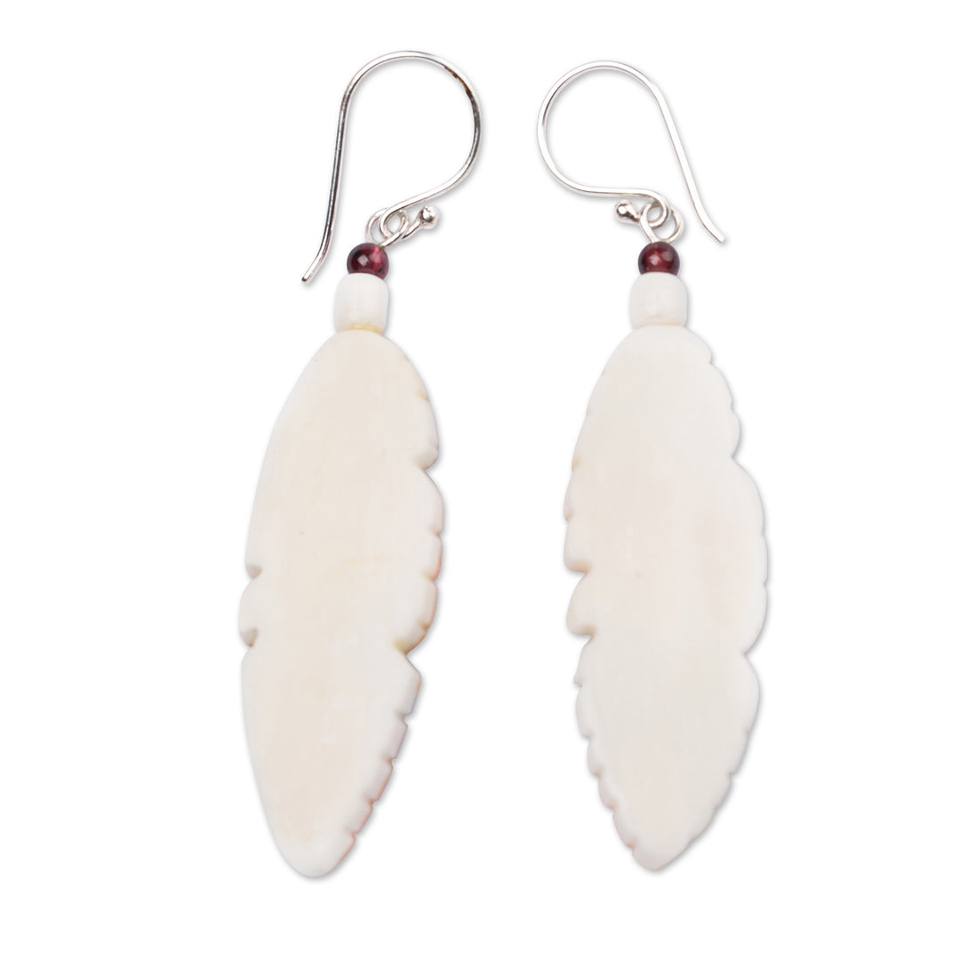 Handmade Rainbow Leafy Dangle Earrings with Garnet Beads - Rainbow Leaves