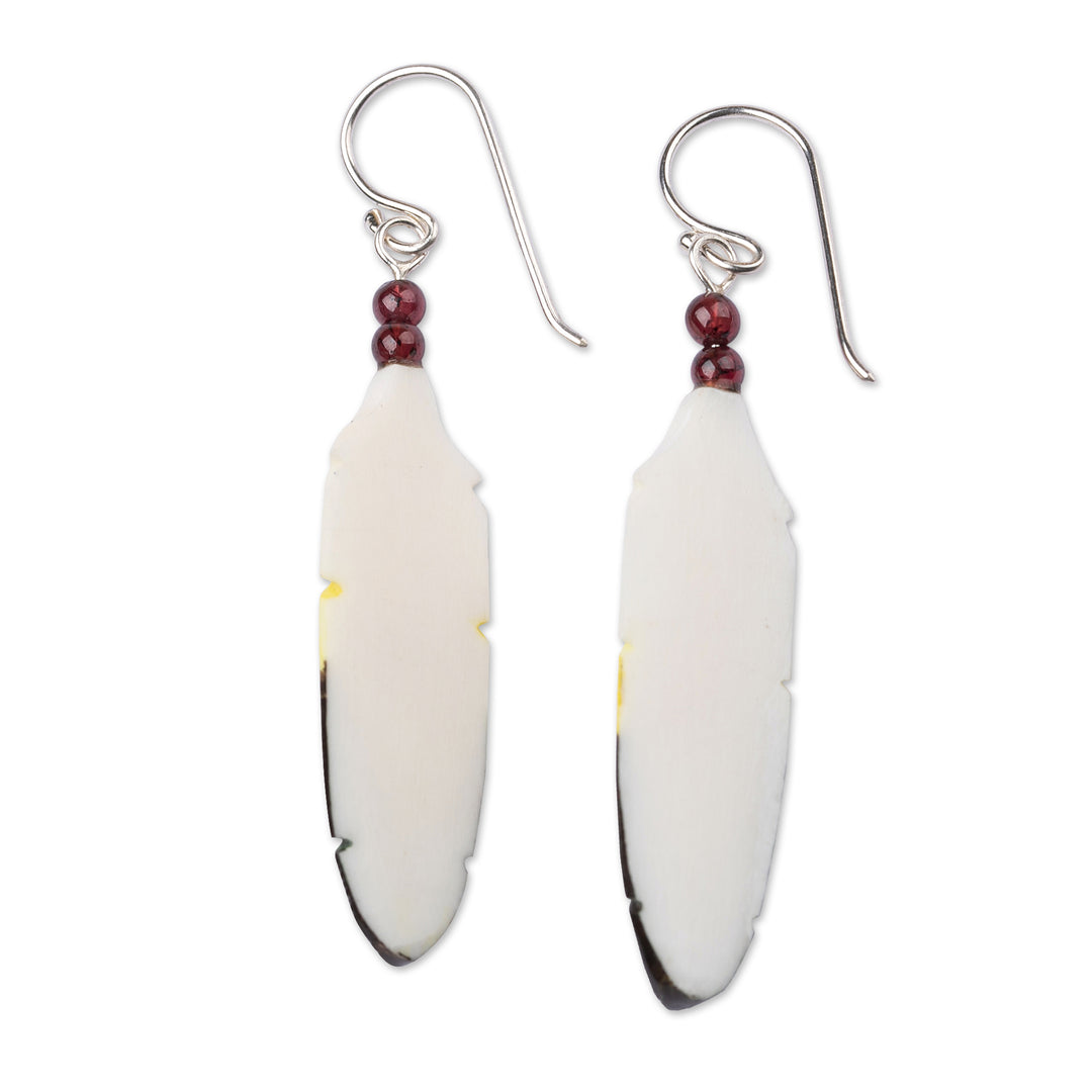Peacock-Inspired Hand-Painted Garnet Bead Dangle Earrings - Peacock Prestige