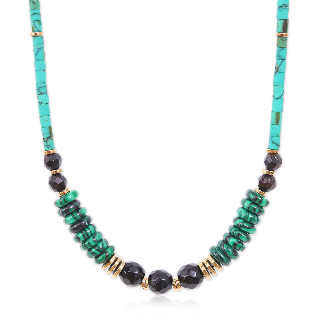 Green Multi-Gemstone Choker Beaded Necklace from Thailand - Sublime Paradise