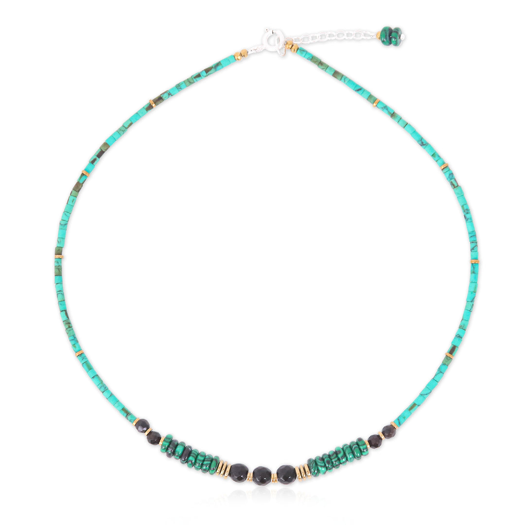 Green Multi-Gemstone Choker Beaded Necklace from Thailand - Sublime Paradise