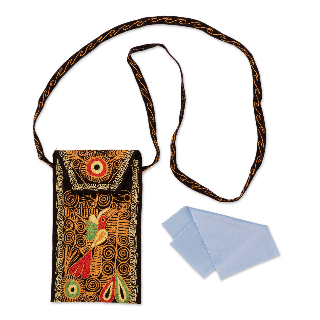 Autumn-Themed Embroidered Orange and Yellow Eyeglasses Bag - Autumn Spell