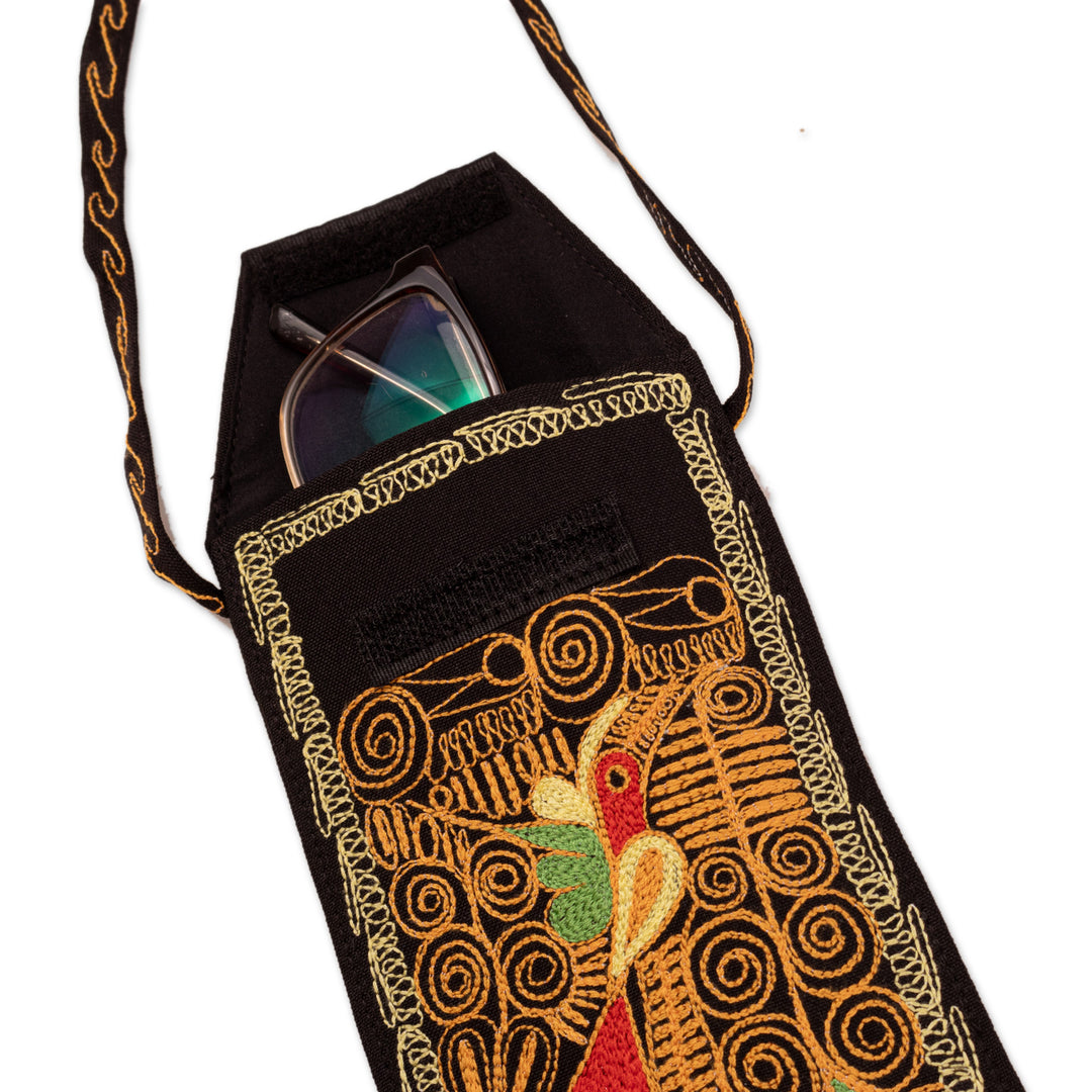 Autumn-Themed Embroidered Orange and Yellow Eyeglasses Bag - Autumn Spell