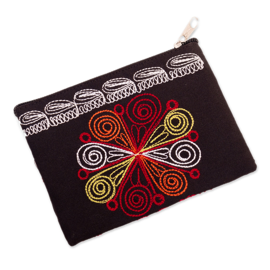 Handcrafted Bird-Themed Red Acrylic Embroidered Coin Purse - Fire Flight