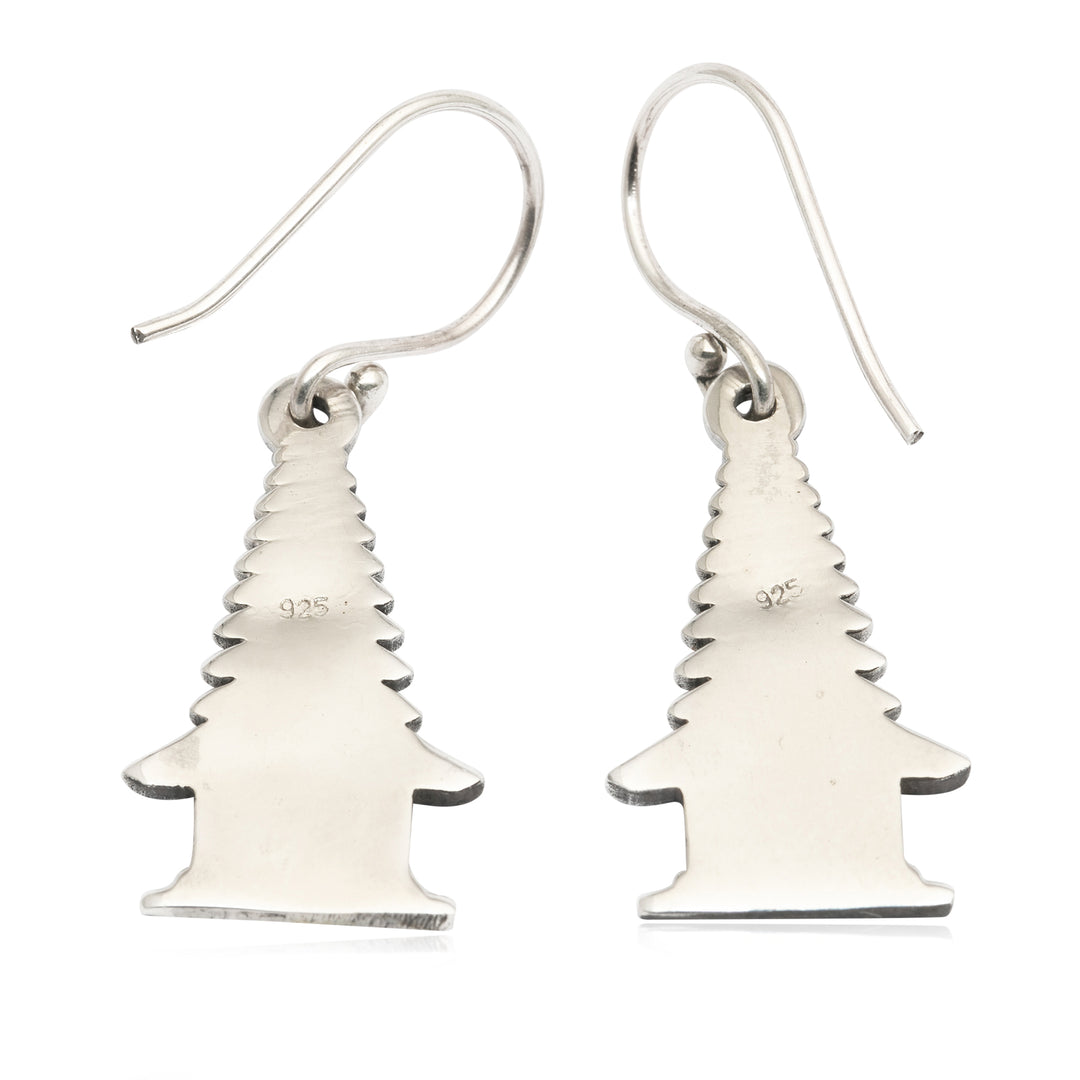 Silver Dangle Earrings Inspired by Balinese Pelinggih Altars - Pelinggih