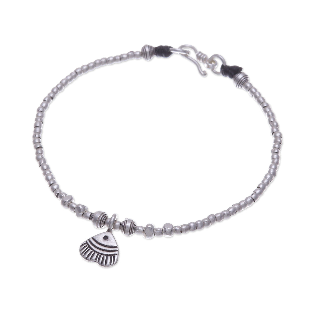 Thai Fish-Themed Karen Silver Good Fortune Charm Bracelet - Fish in Love