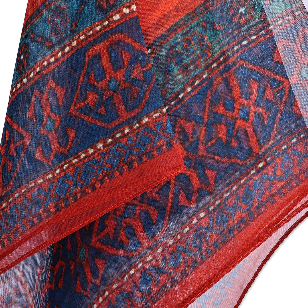 Hand-Painted Red and Black Silk Chiffon Scarf from Armenia - Fire Tales