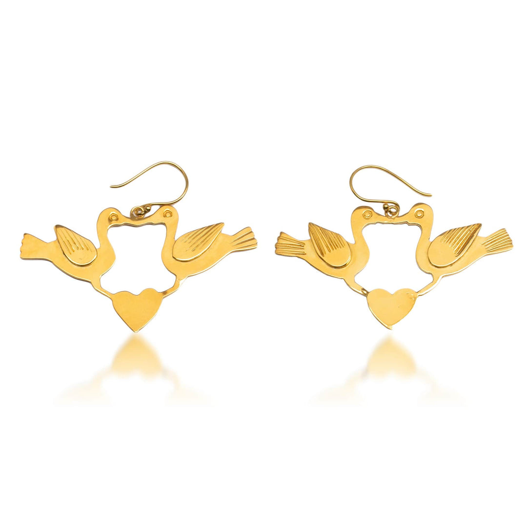 18k Gold-Plated Romantic Bird Dangle Earrings Made in Bali - Beauty of Love