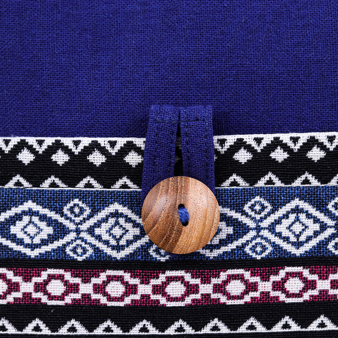 Traditional-Patterned Blue Cotton Tote Bag Made in Thailand - Thai Nights