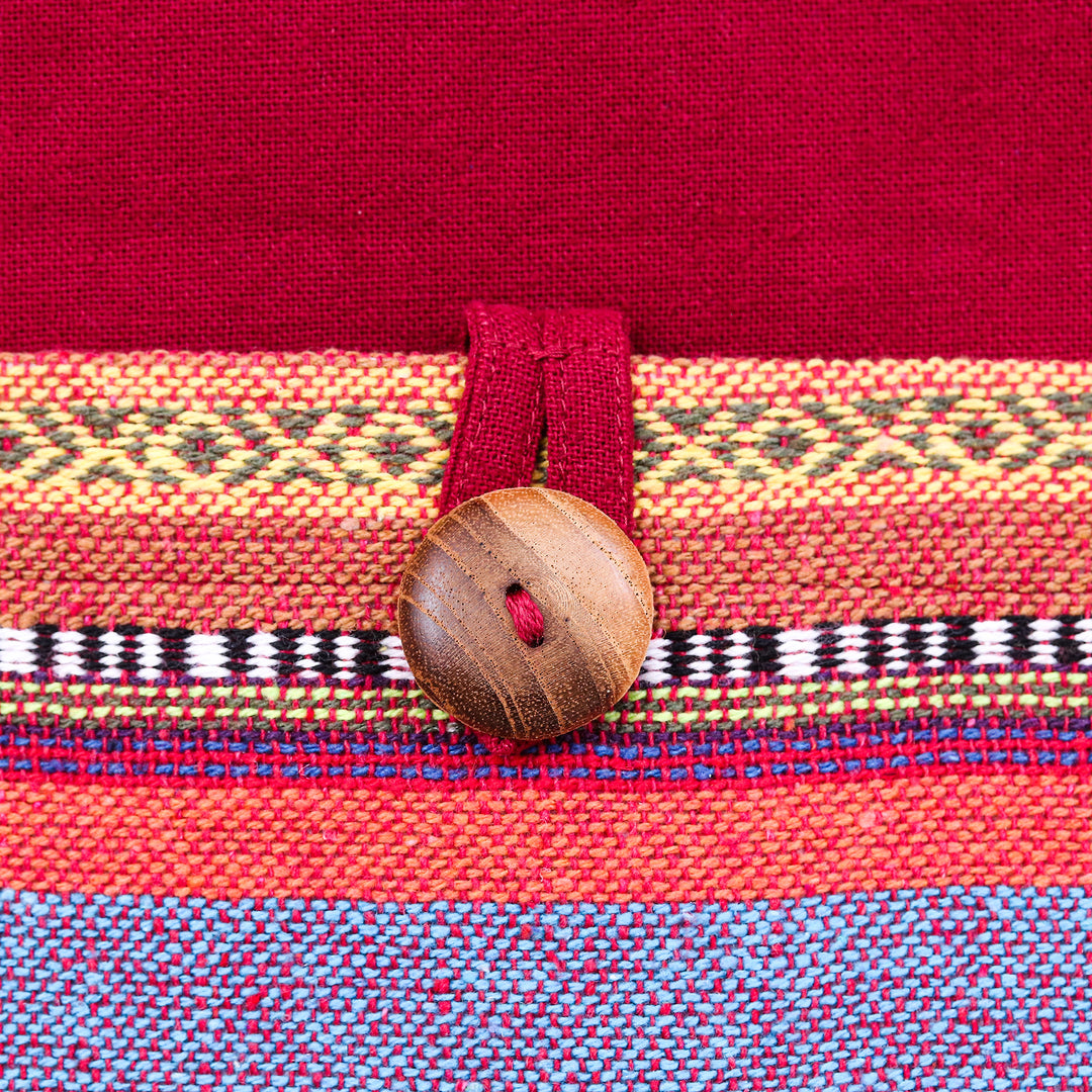 Striped Thai-Made 100% Cotton Tote Bag in a Warm Palette - Thai Flames