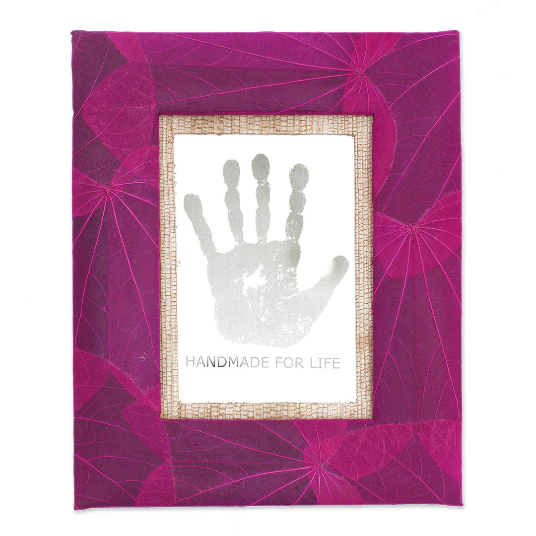 3x5 Natural Fiber Photo Frame in Pink from Indonesia - Autumn Spirit in Pink