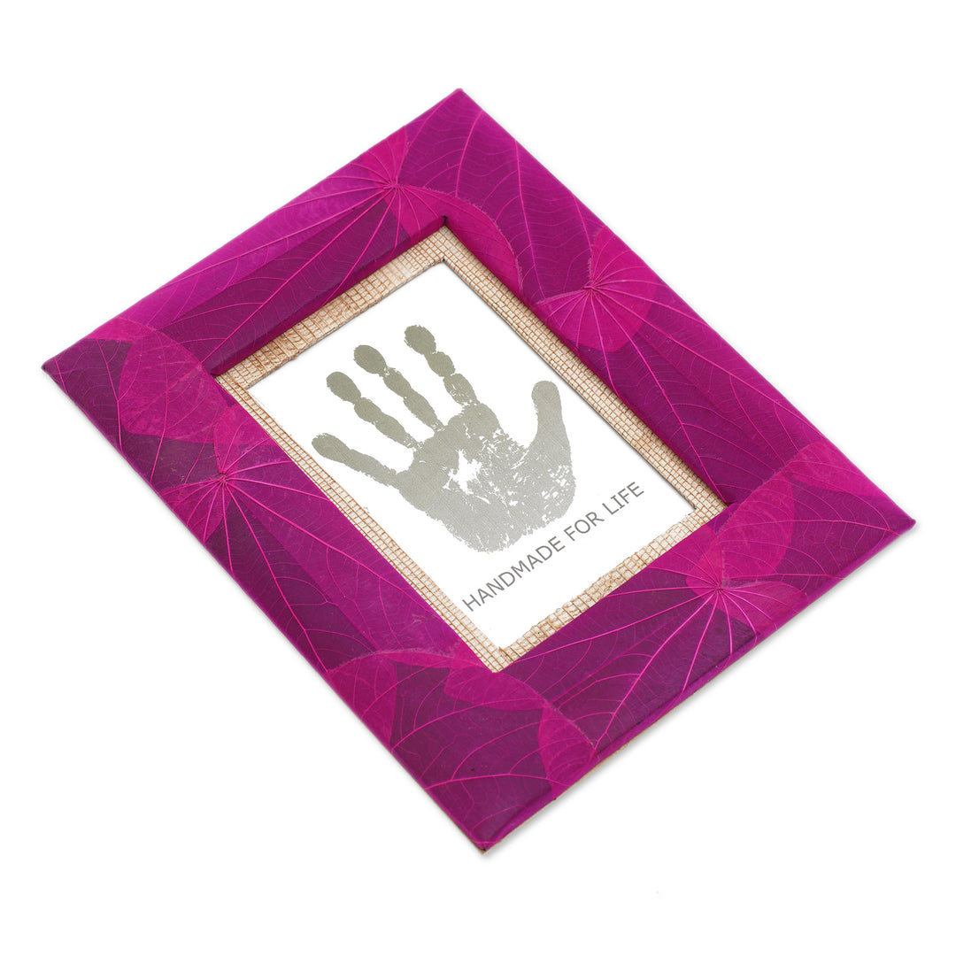 3x5 Natural Fiber Photo Frame in Pink from Indonesia - Autumn Spirit in Pink