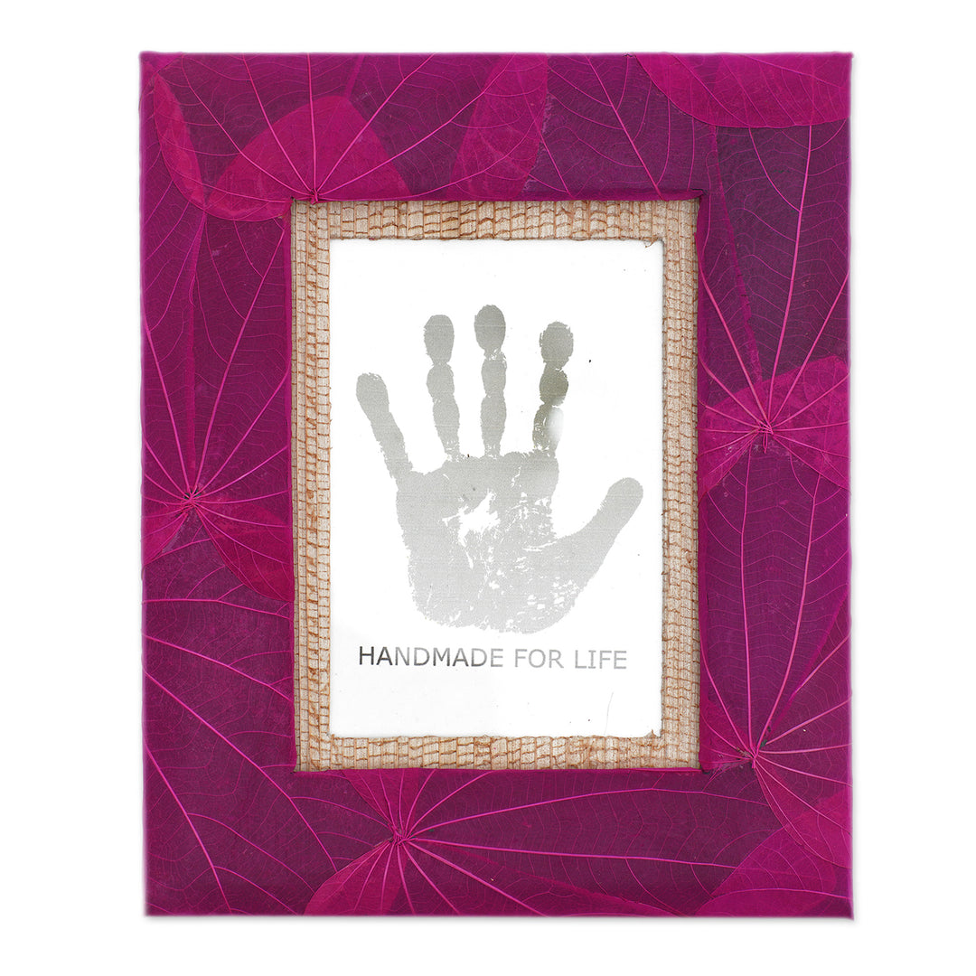 4x6 Natural Fiber Photo Frame in Pink from Indonesia - Autumn Spirit in Pink
