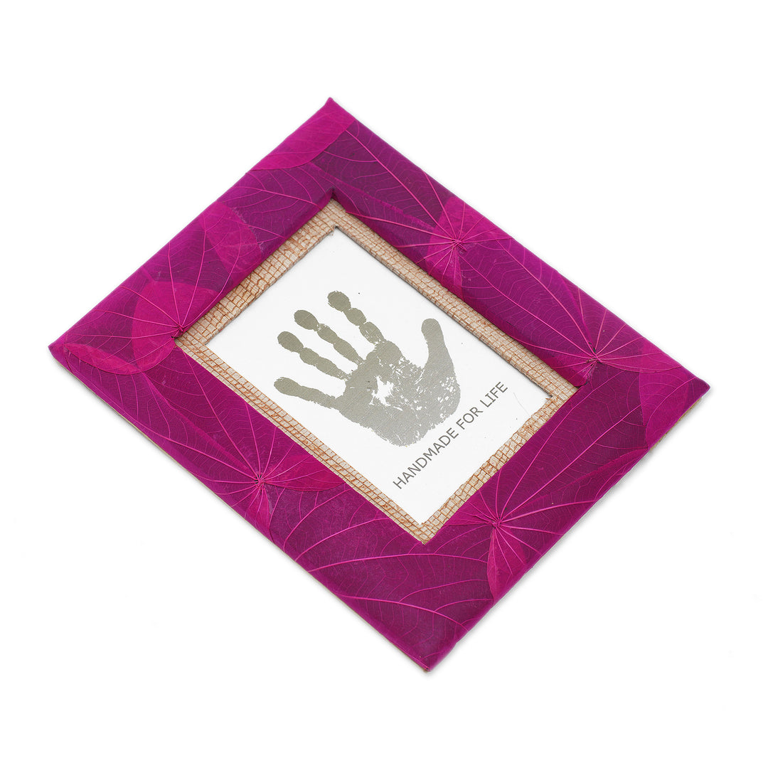 4x6 Natural Fiber Photo Frame in Pink from Indonesia - Autumn Spirit in Pink