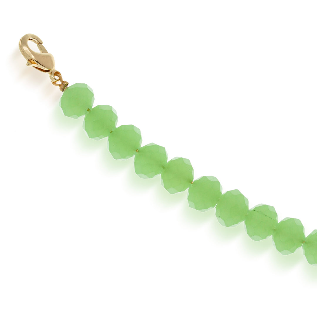 14k Gold-Accented Green Ceramic and Crystal Link Bracelet - My Green World