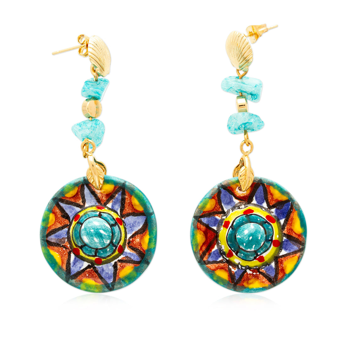 Traditional Hat-Themed Ceramic and Crystal Dangle Earrings - Joyous Hats