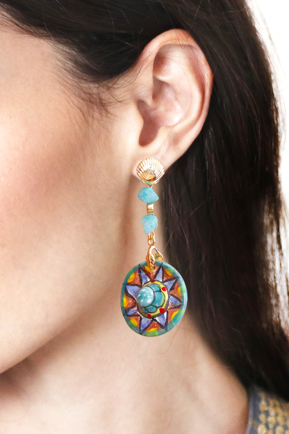 Traditional Hat-Themed Ceramic and Crystal Dangle Earrings - Joyous Hats